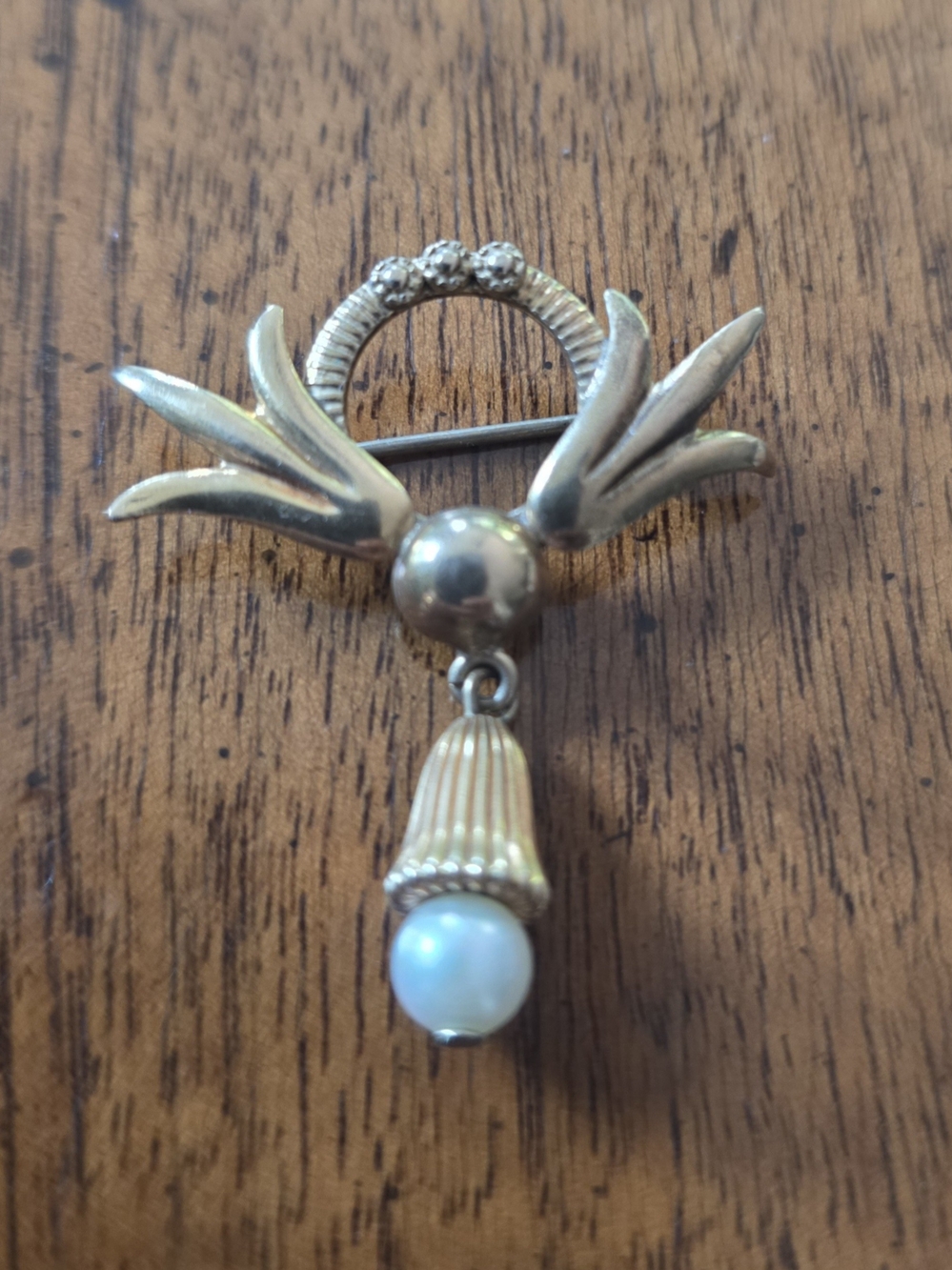 Marked AMCO (A. Micallef & Co) 12k Gold Filled Pearl Drop Pin